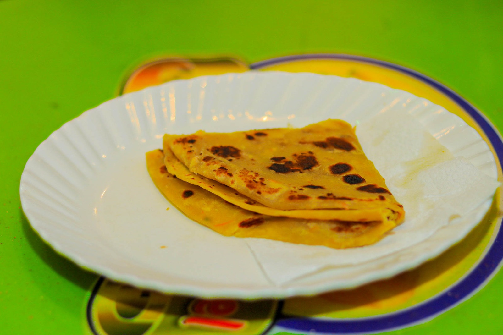 Fresh folded chapati served at Three In One